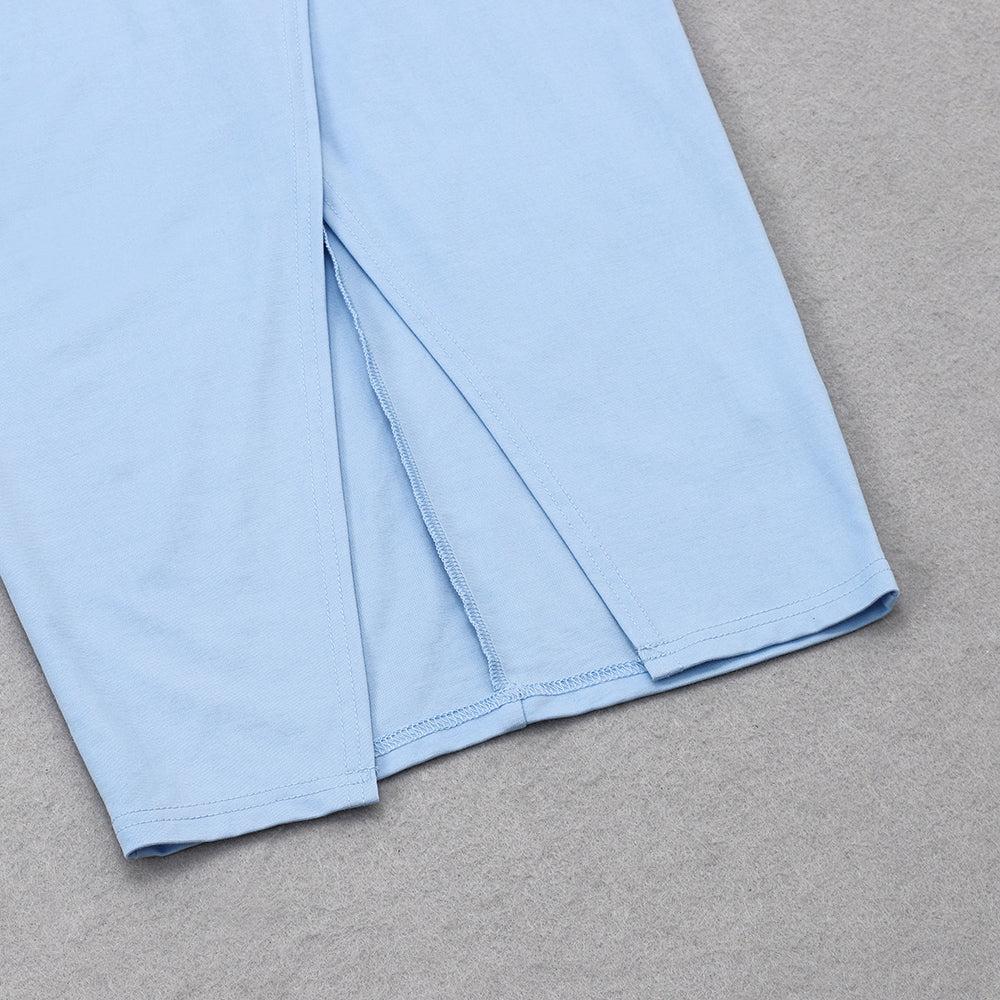 AIIZIE LONG SLEEVES V NECK MIDI DRESS IN BLUE - product image
