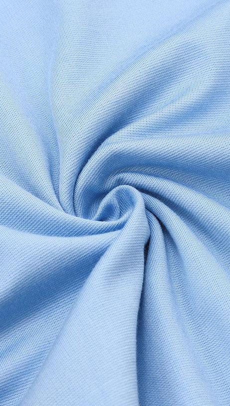 LONG SLEEVES V NECK MIDI DRESS IN BLUE