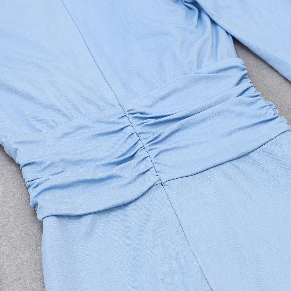 AIIZIE LONG SLEEVES V NECK MIDI DRESS IN BLUE - product image