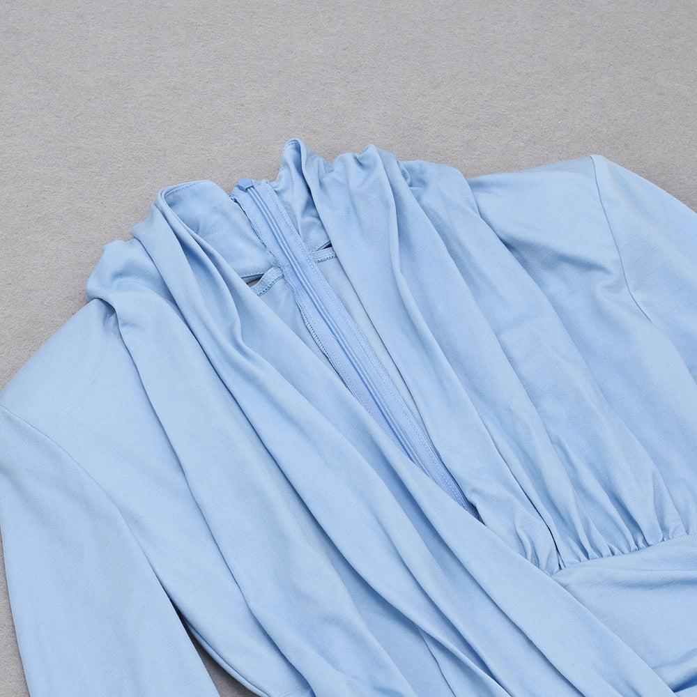 AIIZIE LONG SLEEVES V NECK MIDI DRESS IN BLUE - product image