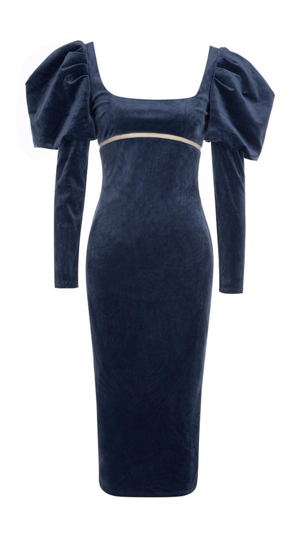 AIIZIE LONG SLEEVES BODYCON MIDI DRESS IN BLUE - product image