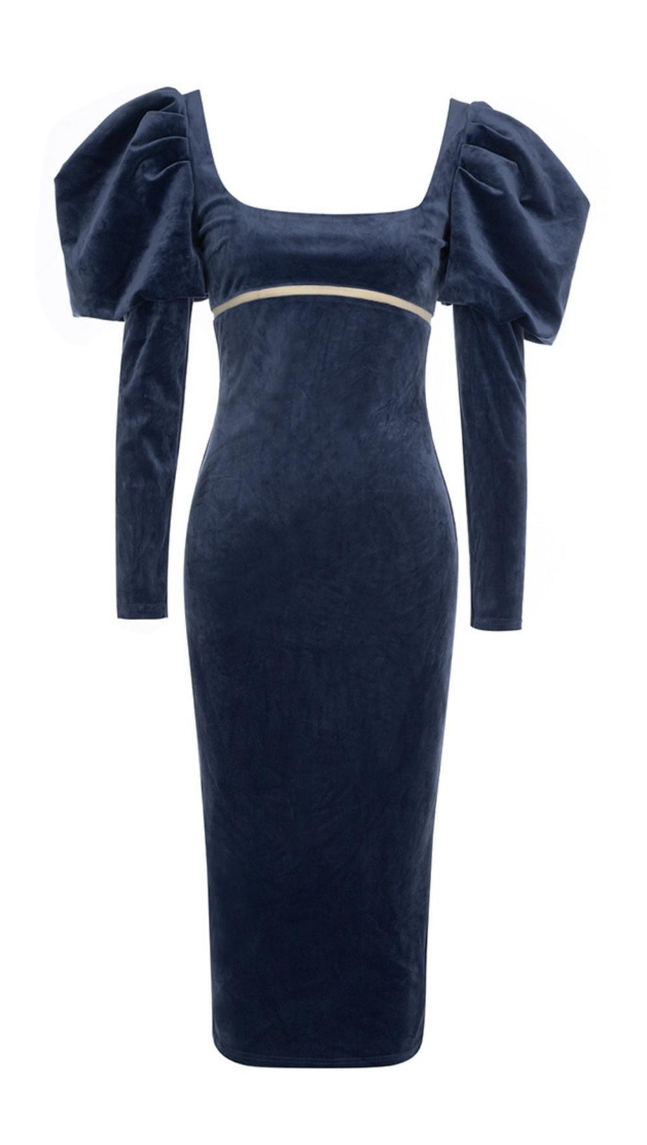LONG SLEEVES BODYCON MIDI DRESS IN BLUE