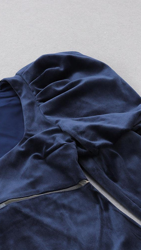 LONG SLEEVES BODYCON MIDI DRESS IN BLUE
