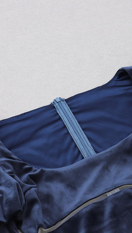 LONG SLEEVES BODYCON MIDI DRESS IN BLUE