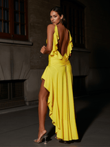 Petal Backless Maxi Dress In Yellow