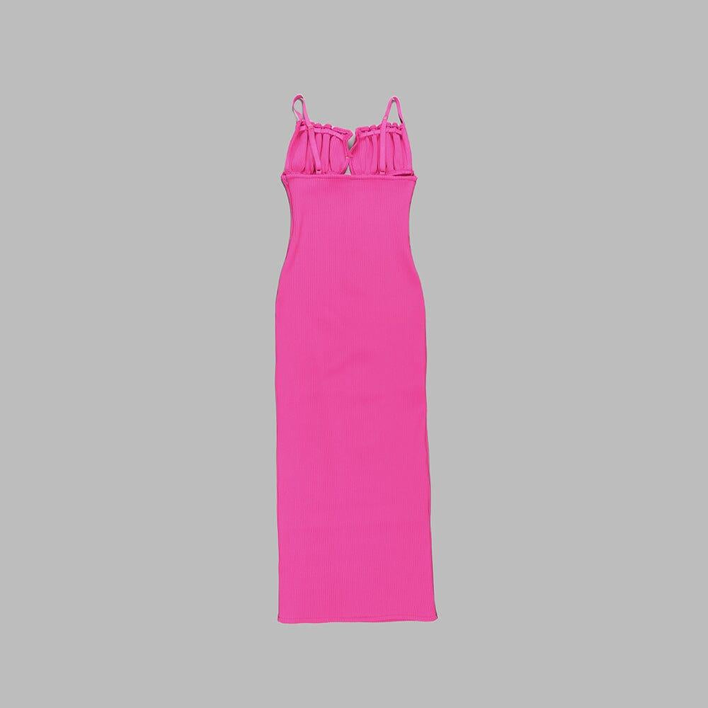 AIIZIE KNIT DRESS WITHOUT SLIT AND SEASHELLS BREAST PINK - product image