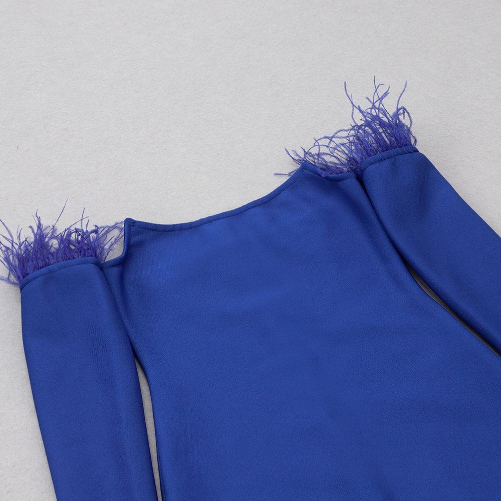 AIIZIE LONG SLEEVES STRAPLESS MIDI DRESS IN BLUE - product image