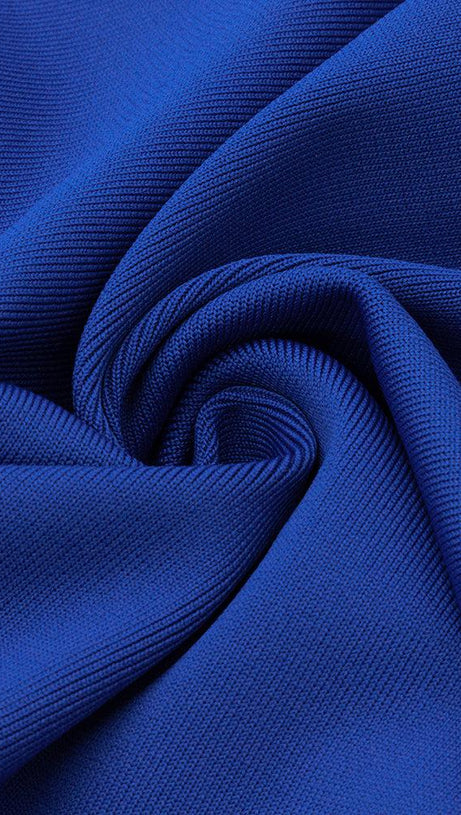 LONG SLEEVES STRAPLESS MIDI DRESS IN BLUE