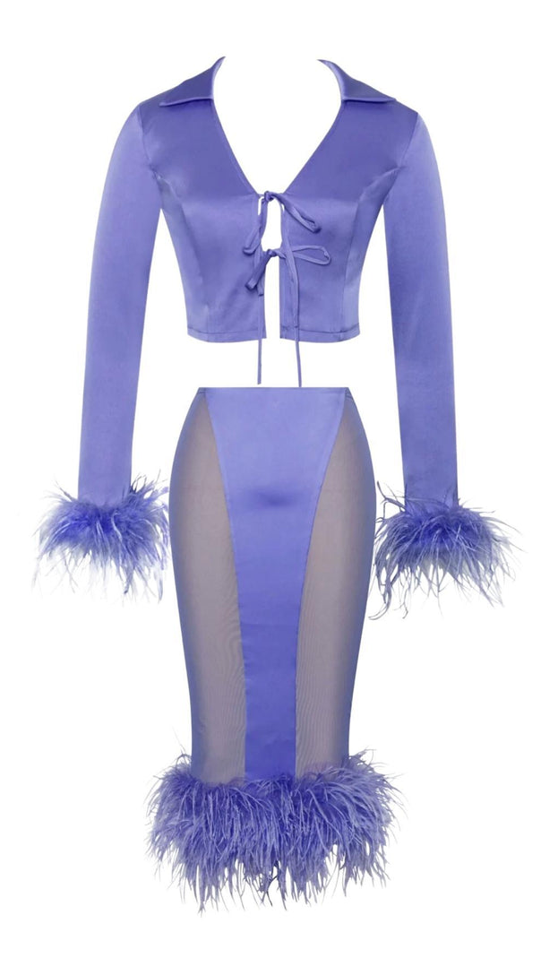 AIIZIE FEATHER TWO PIECE SET IN PURPLE - product image