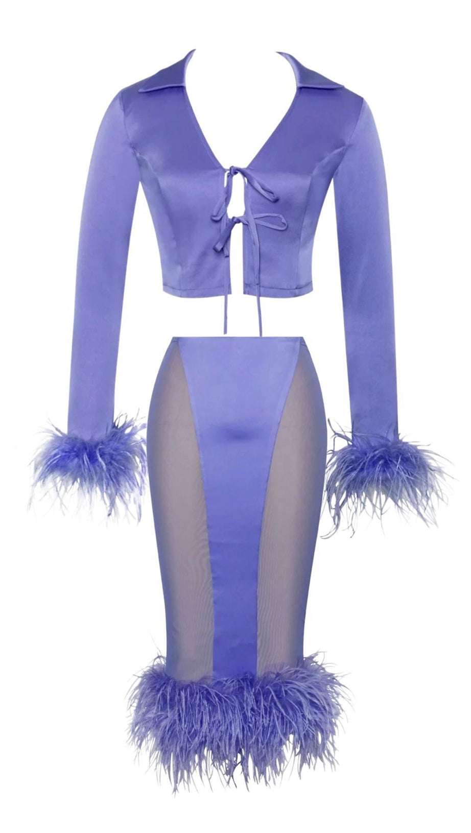 FEATHER TWO PIECE SET IN PURPLE