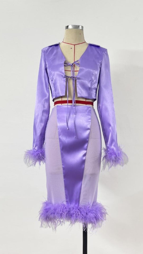 AIIZIE FEATHER TWO PIECE SET IN PURPLE - product image