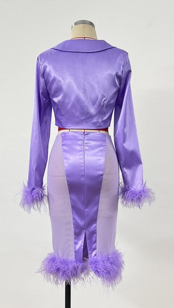 AIIZIE FEATHER TWO PIECE SET IN PURPLE - product image