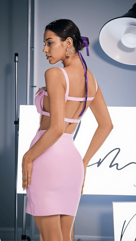 JEHU SPAGHETTI HOLLOW BANDAGE DRESS