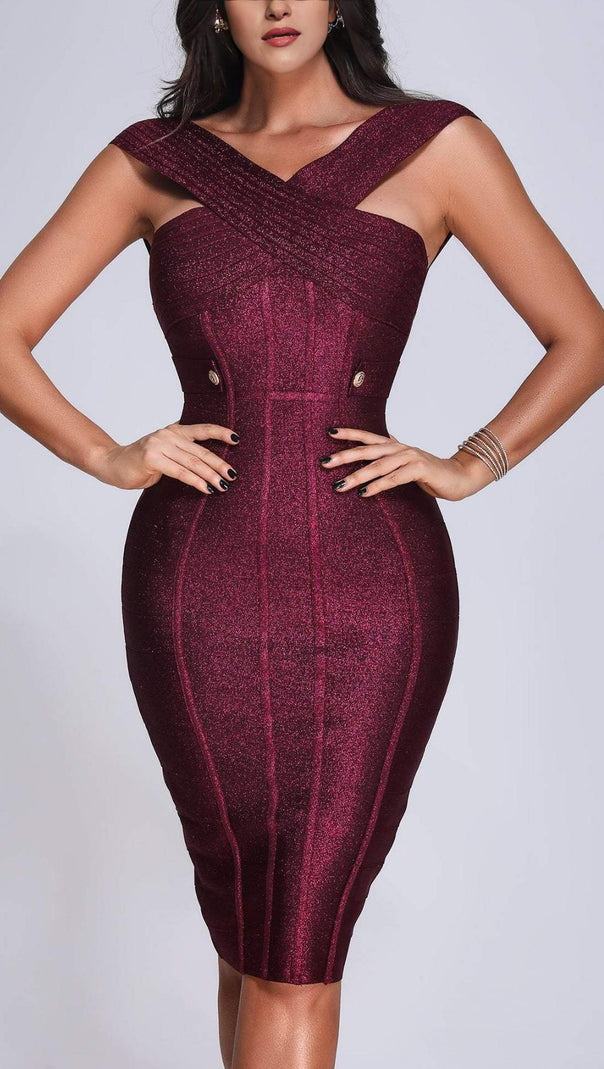 AIIZIE BANDAGE CUT OUT MIDI DRESS IN PINK - product image