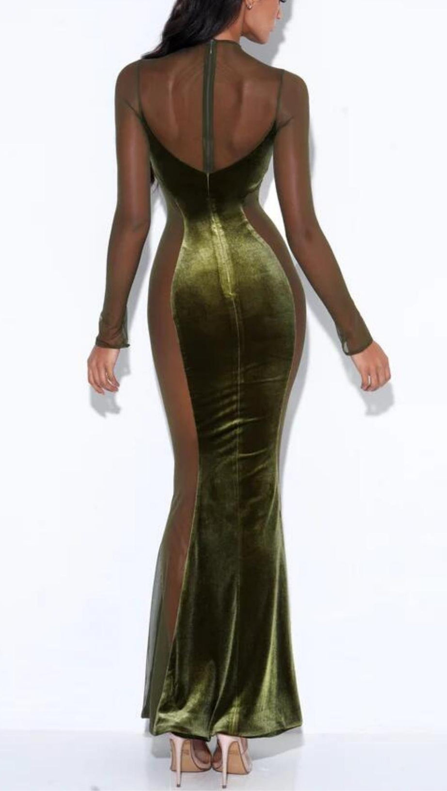 LANGÄRMELIGES MAXIKLEID AUS SPITZE