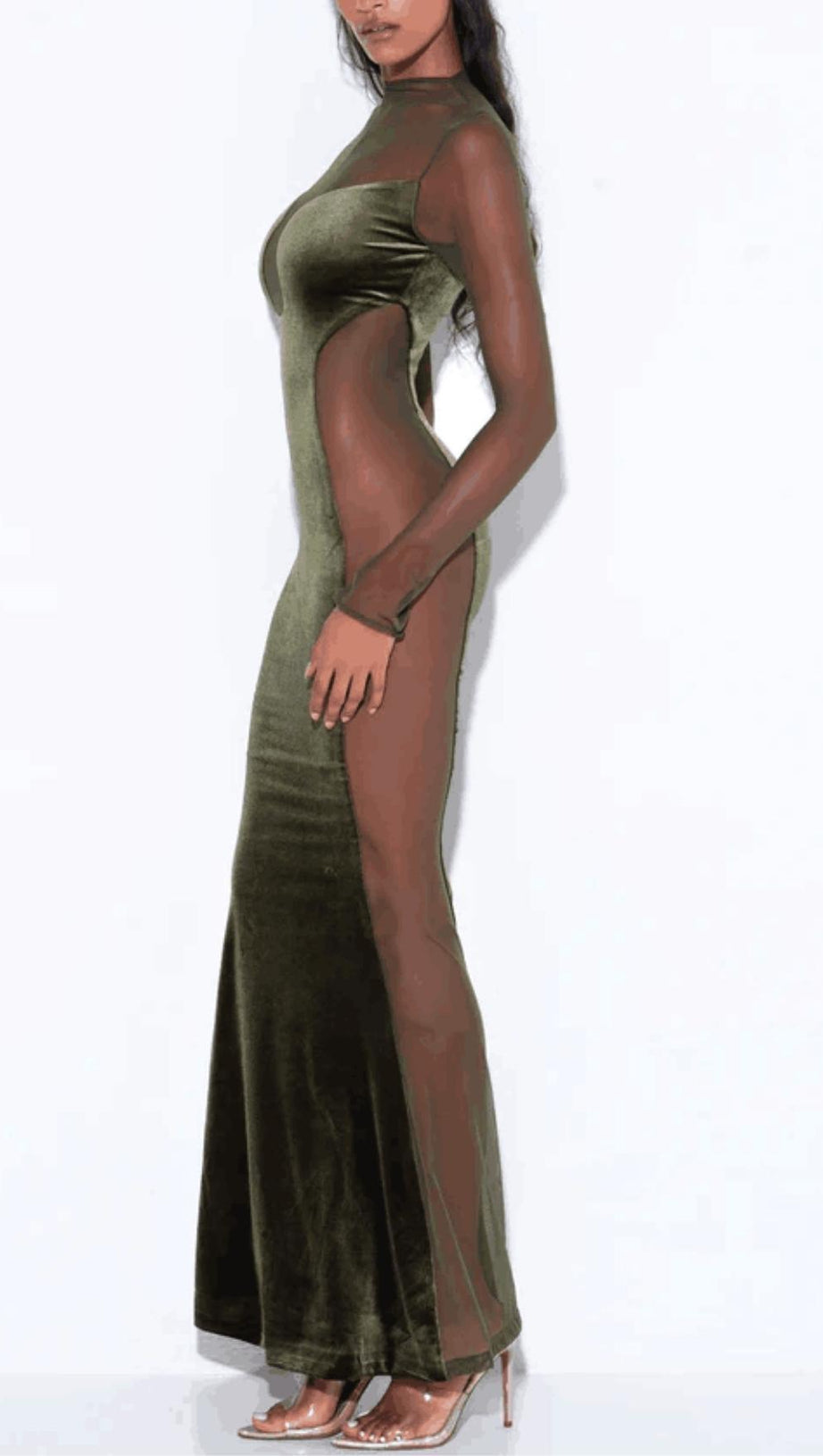 LANGÄRMELIGES MAXIKLEID AUS SPITZE