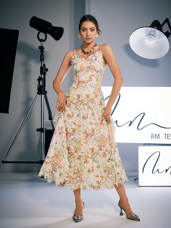 Ornan Floral Embroidered Midi Dress