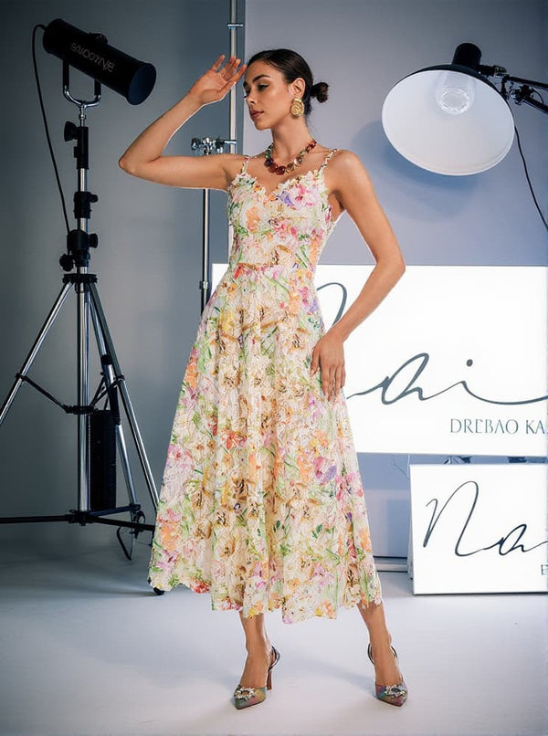 Ornan Floral Embroidered Midi Dress