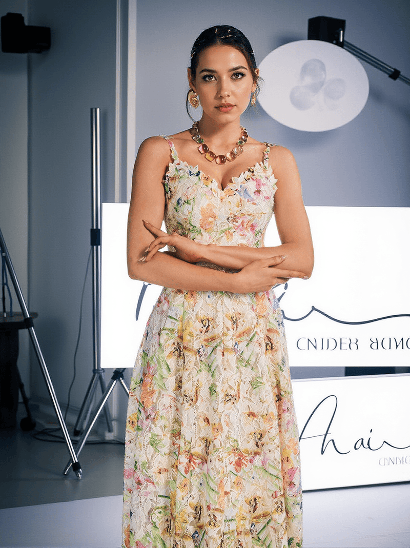 Ornan Floral Embroidered Midi Dress