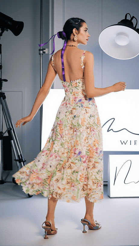 ABITO MIDI ORNAN CON RICAMI FLOREALI