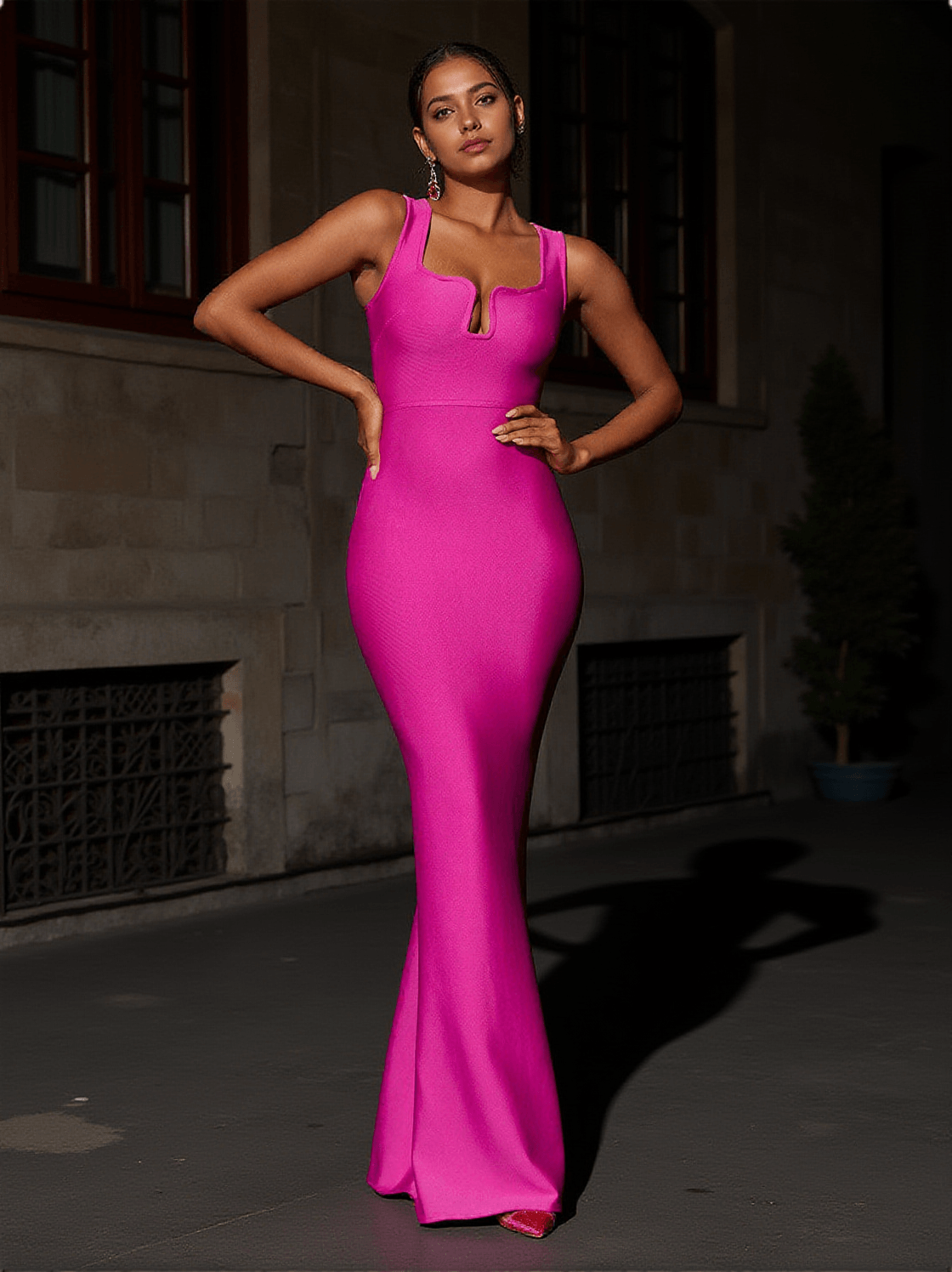 SADIRA BANDAGE MAXI DRESS IN HOT PINK