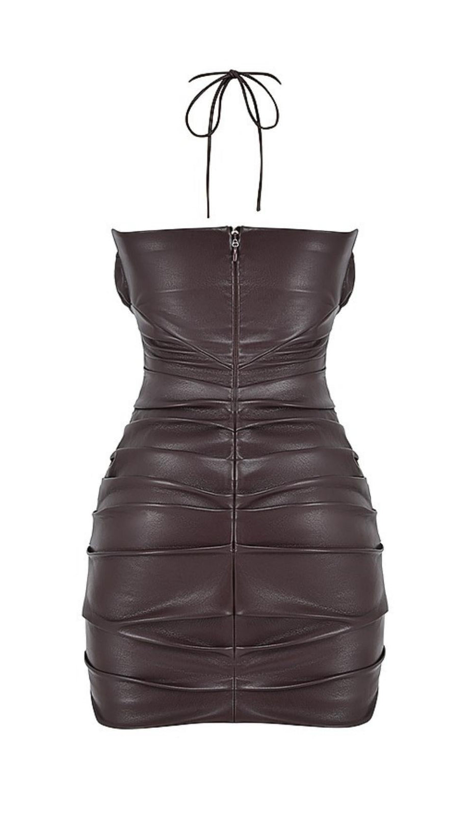 CUT OUT HALTER MINI DRESS IN CHOCOLATE