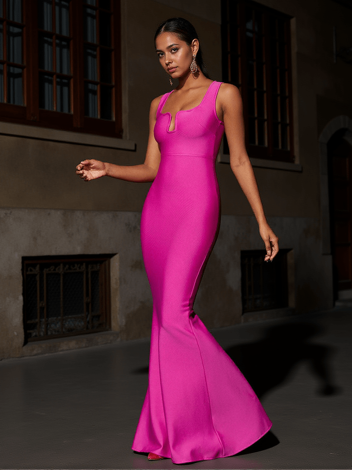 SADIRA BANDAGE MAXI DRESS IN HOT PINK