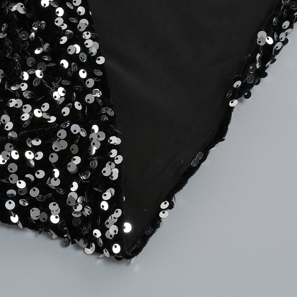 ABITO MIDI A MANICHE LUNGHE CON PIUME E PAILLETTES