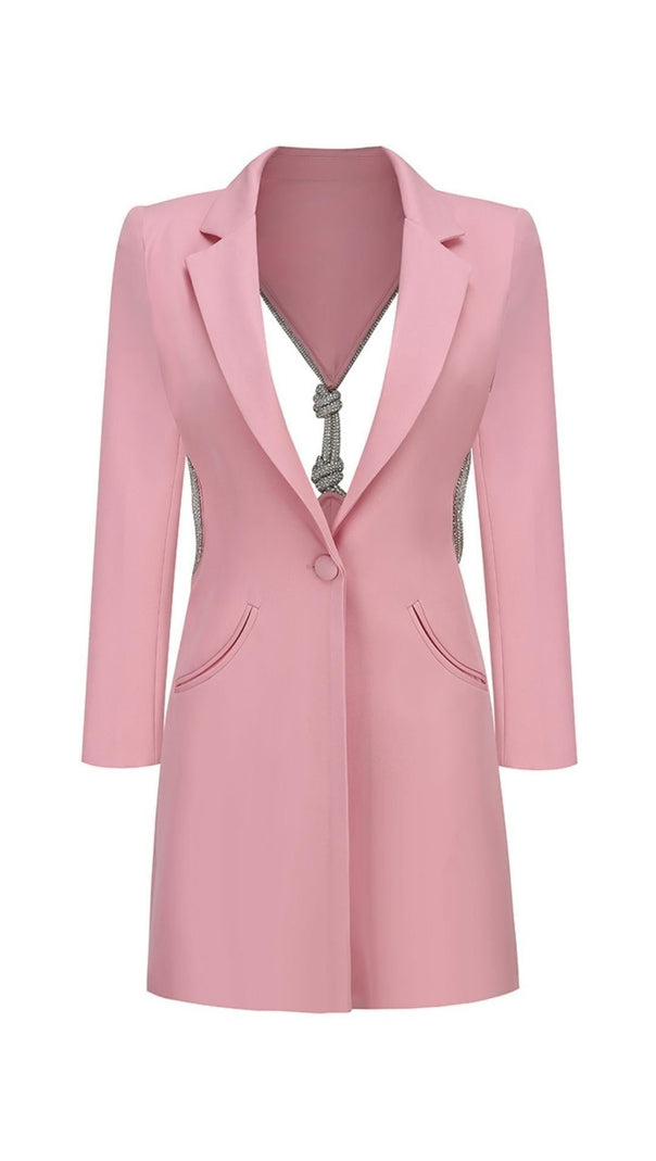 AIIZIE LONG SLEEVES V NECK MINI DRESS IN PINK - product image