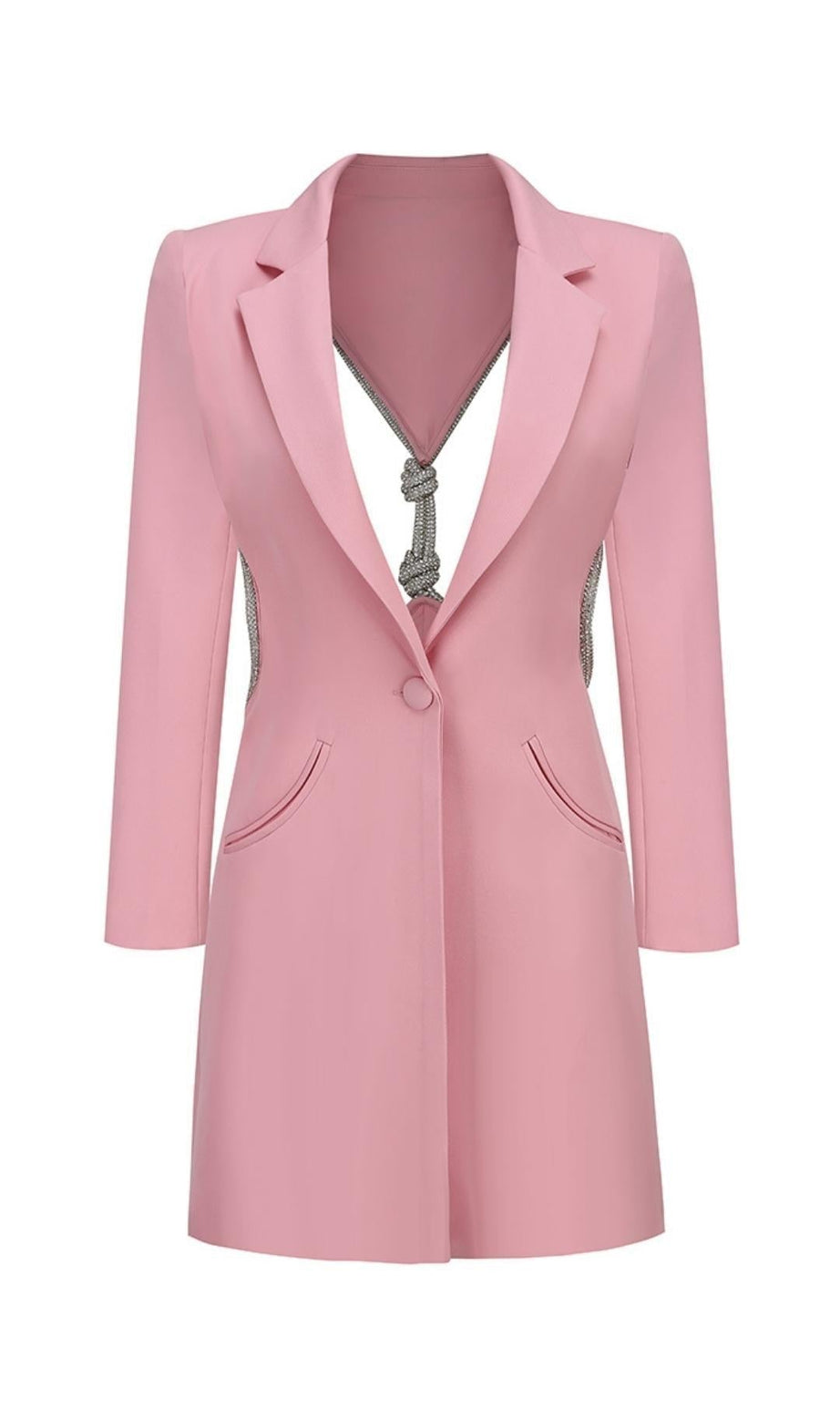 LANGÄRMELIGES MINIKLEID MIT V-AUSSCHNITT IN PINK