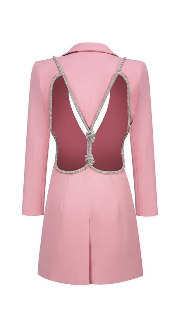 AIIZIE LONG SLEEVES V NECK MINI DRESS IN PINK - product image