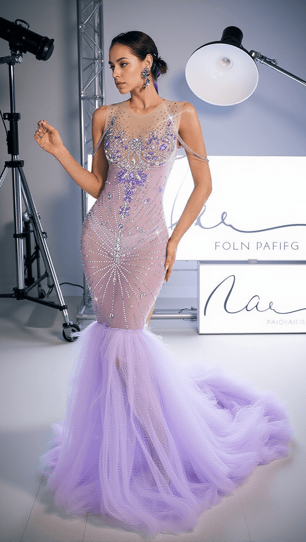 AIIZIE CHAVIV RHINESTONE FEATHER MAXI DRESS - product image