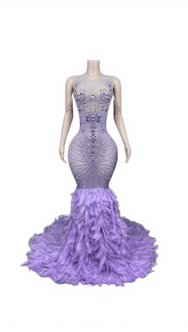 AIIZIE CHAVIV RHINESTONE FEATHER MAXI DRESS - product image