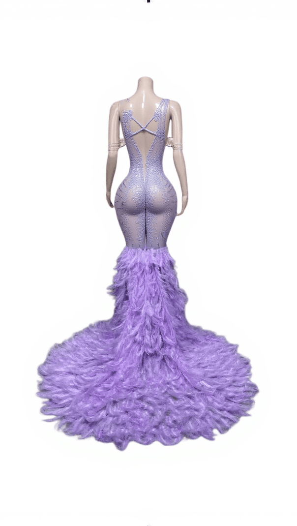 AIIZIE CHAVIV RHINESTONE FEATHER MAXI DRESS - product image