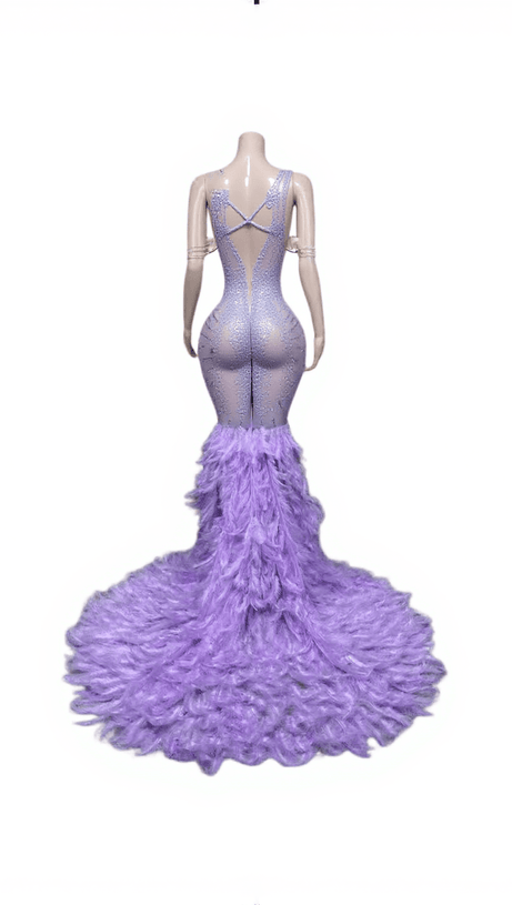 ABITO LUNGO CON PIUME E STRASS CHAVIV