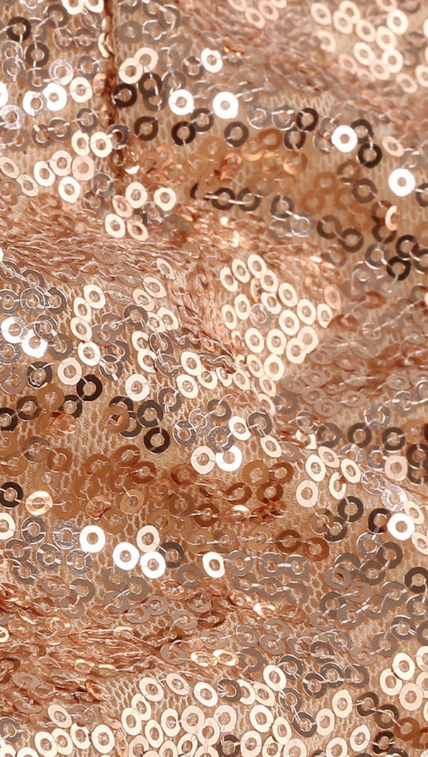 AIIZIE SEQUIN FEATHER MINI DRESS IN ROSE GOLD - product image