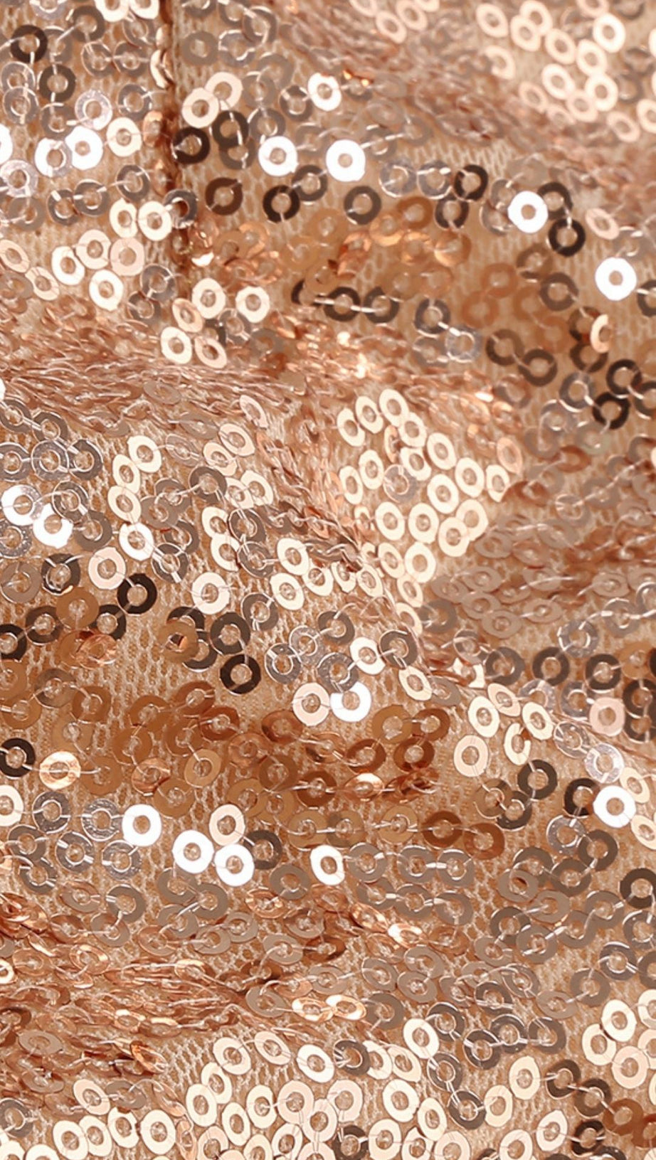 SEQUIN FEATHER MINI DRESS IN ROSE GOLD