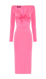 PINK BOW BANDAGE MIDI DRESS