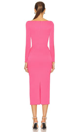 PINK BOW BANDAGE MIDI DRESS