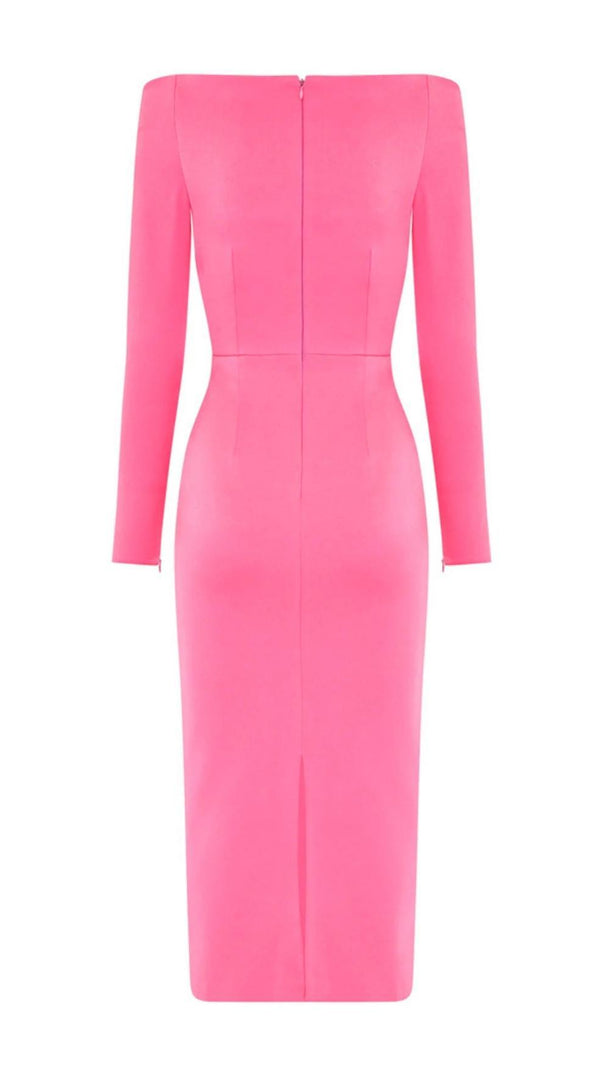 Pink Bow Bandage Midi Dress