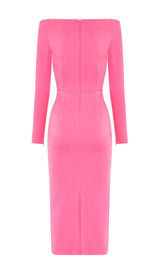 PINK BOW BANDAGE MIDI DRESS