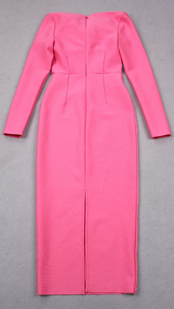 Pink Bow Bandage Midi Dress
