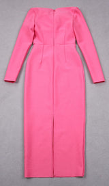 PINK BOW BANDAGE MIDI DRESS