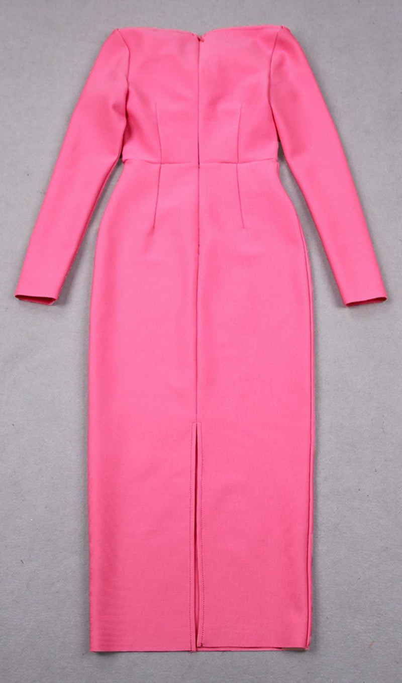 PINK BOW BANDAGE MIDI DRESS