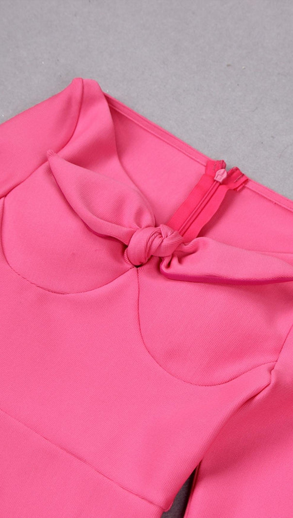 Pink Bow Bandage Midi Dress