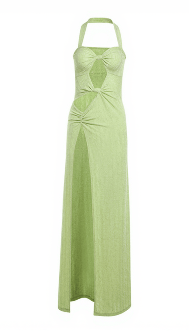 AIIZIE ERAZEM HALTERNECK HOLLOW SPLIT DRESS - product image