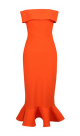 BODYCON STRAPLESS MIDI DRESS