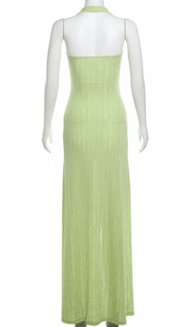 AIIZIE ERAZEM HALTERNECK HOLLOW SPLIT DRESS - product image