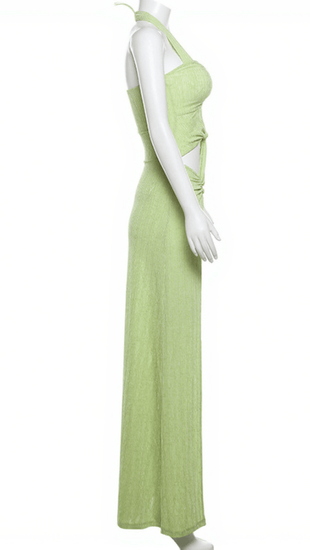 AIIZIE ERAZEM HALTERNECK HOLLOW SPLIT DRESS - product image