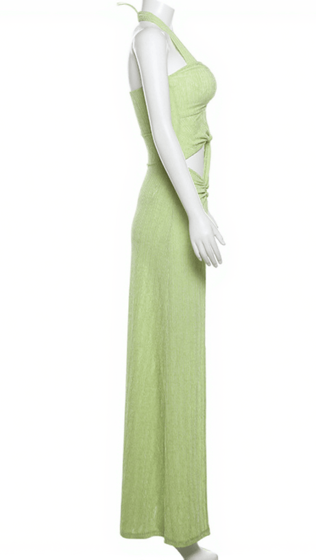 ERAZEM HALTERNECK HOLLOW SPLIT DRESS